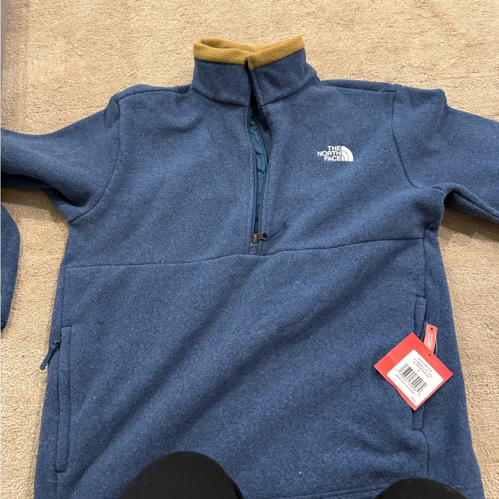 The North Face Kids Blue and Tan Fleece Pullover